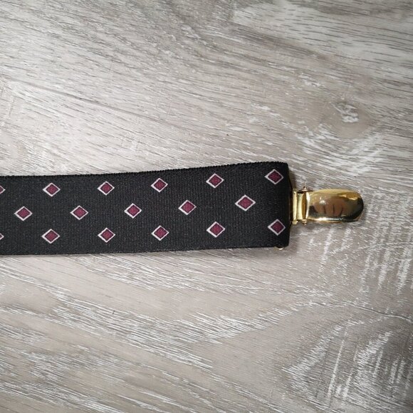 CAS W-Germany Black & Burgundy Diamond Pattern Suspenders - Picture 2 of 4